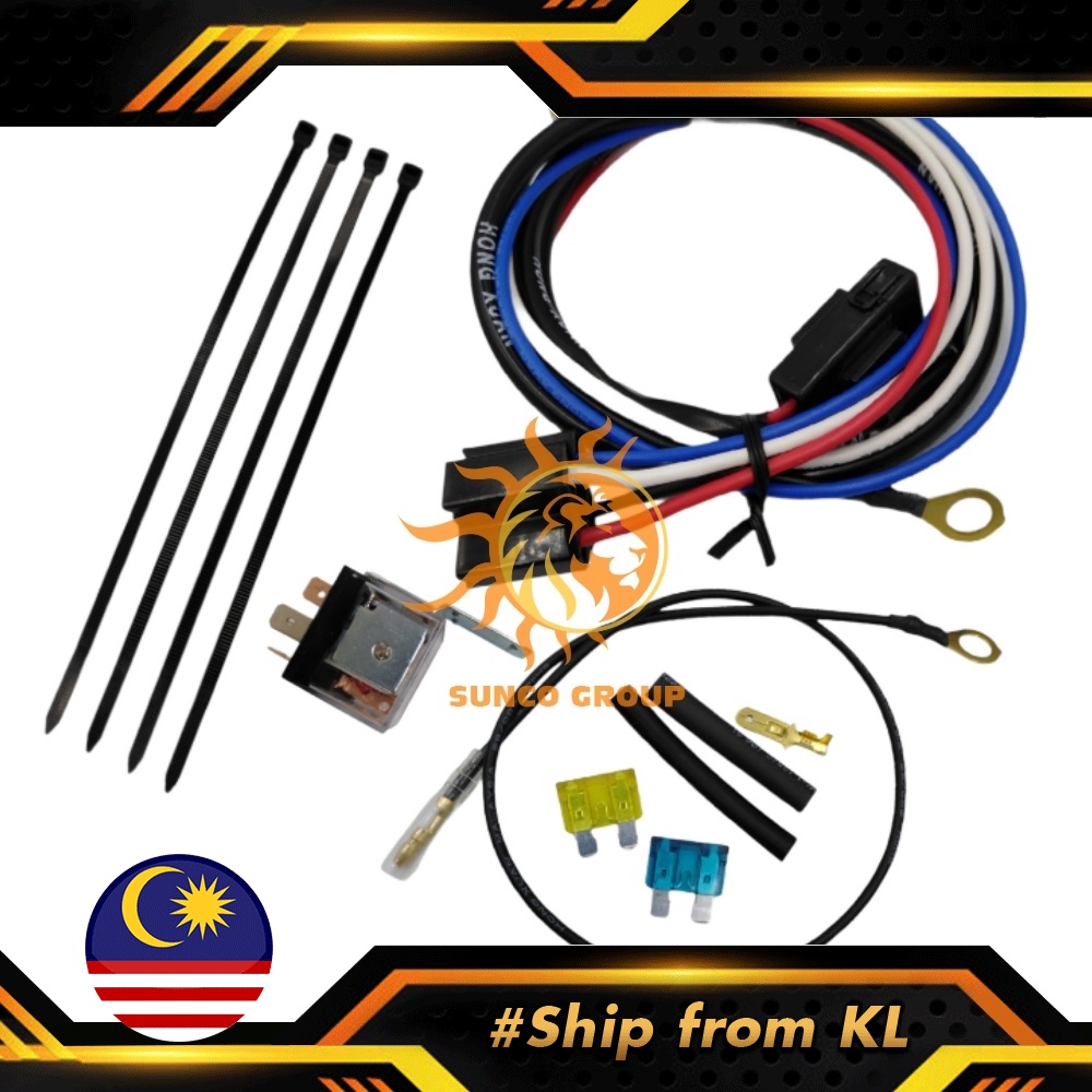 2 IN 1 FUSE + RELAY SET Radiator Condensor Extra Fan Car 12 10 inch 12V