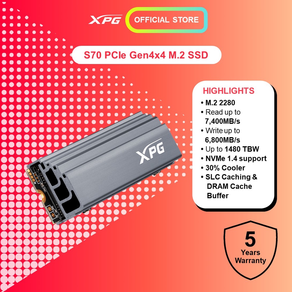 ADATA SSD GAMMIX S70 XPG GAMING (1TB/2TB) | Shopee Malaysia