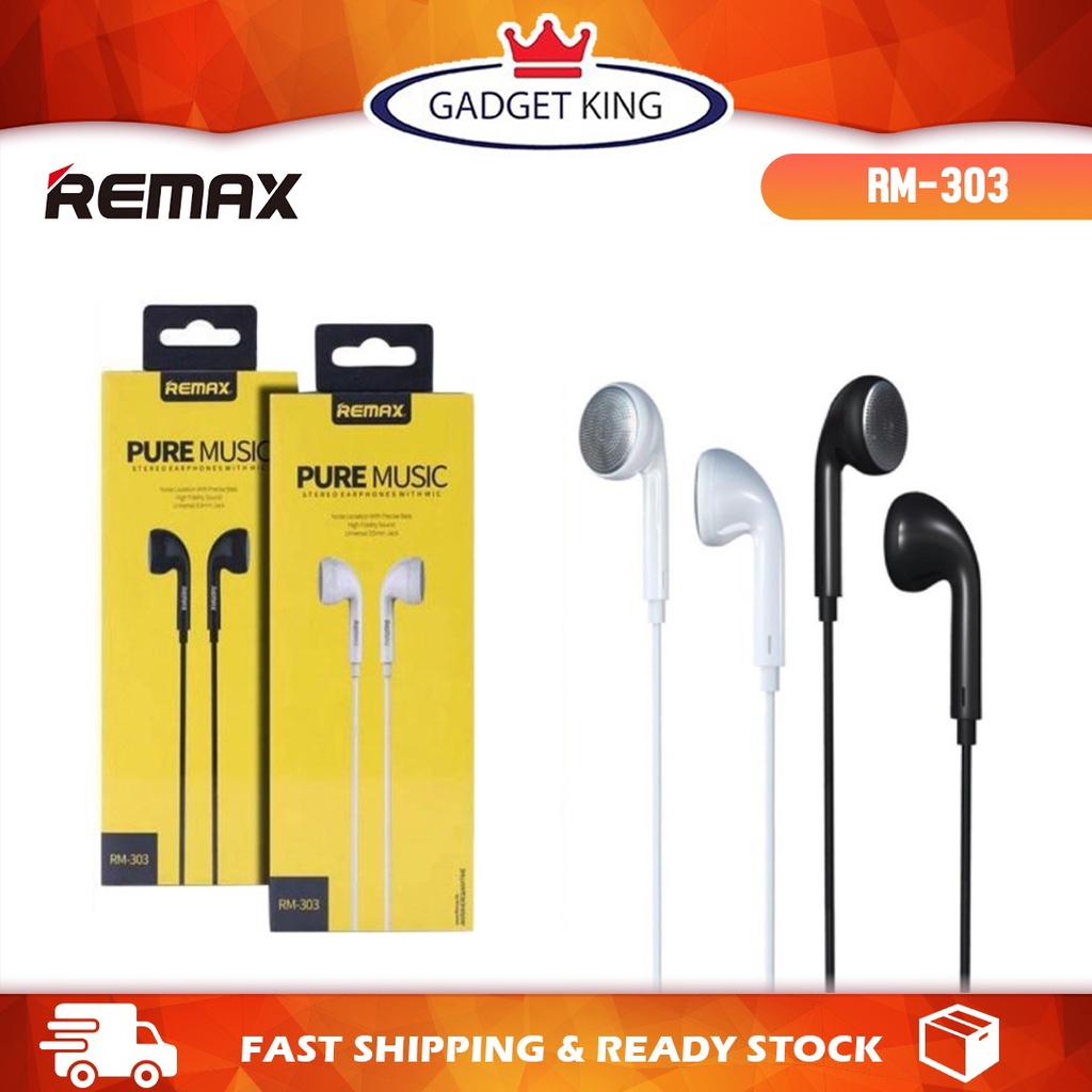 REMAX RM303 3.5MM PLUG HEADPHONE PURE MUSIC EARPHONE WITH MIC RM303