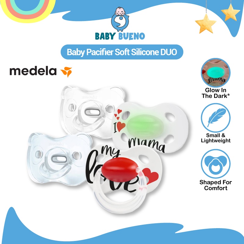 Medela Ciuccio Baby Day & Night | 2 Pezzi 18+ Mesi | Luminescenti E Ortodontici | Senza BPA