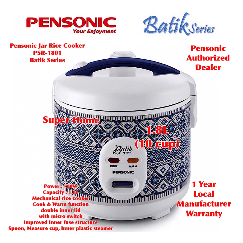 Pensonic Jar Rice Cooker PSR-1808B (1.8L) - Batik Series | Shopee Malaysia