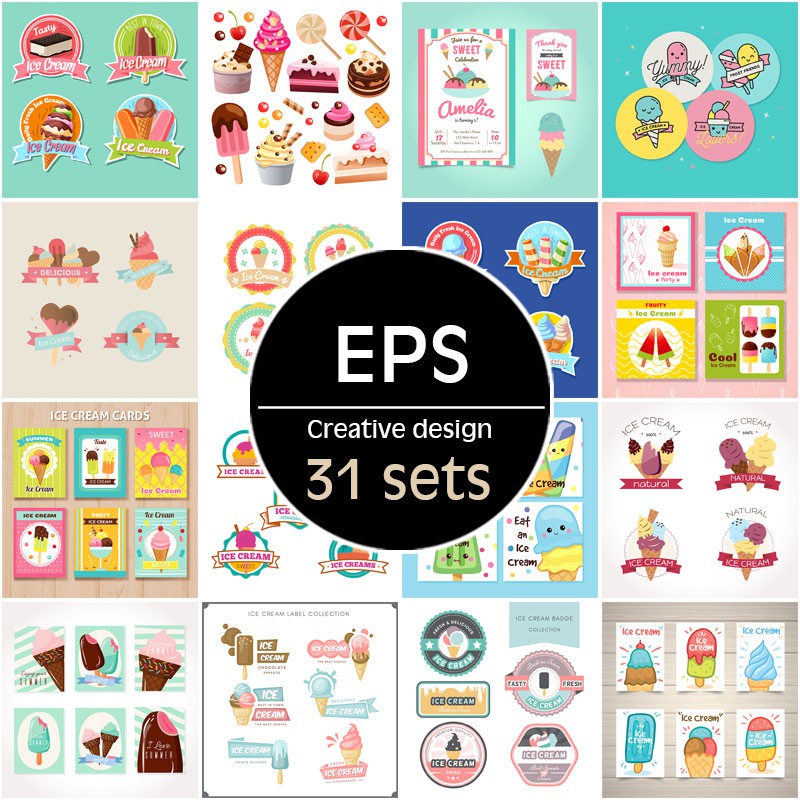 Graphic Design Template Bundle Pack / Label / Sticker / Tag / Ice Cream ...
