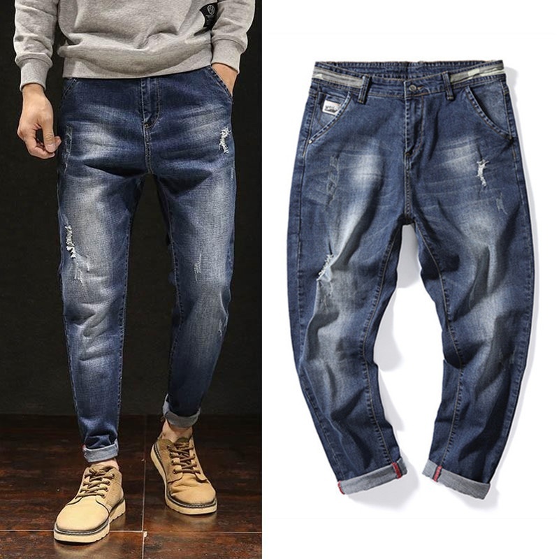 Jeans For Men Fashion Casual Plus Size Loose Elastic Waist Street