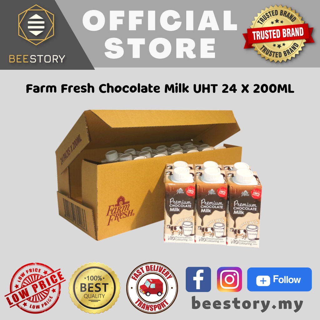 (READY STOCK) Farm Fresh Chocolate Milk UHT (24 X 200ML) Shopee Malaysia