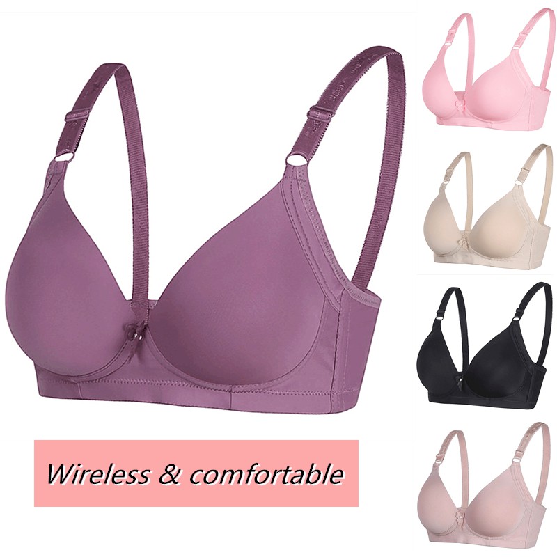 Soft Wireless Bra Large Size 34-40 A B Cup Push Up Soft Seamless Smoothing  Women Bras Comfortable Underwear