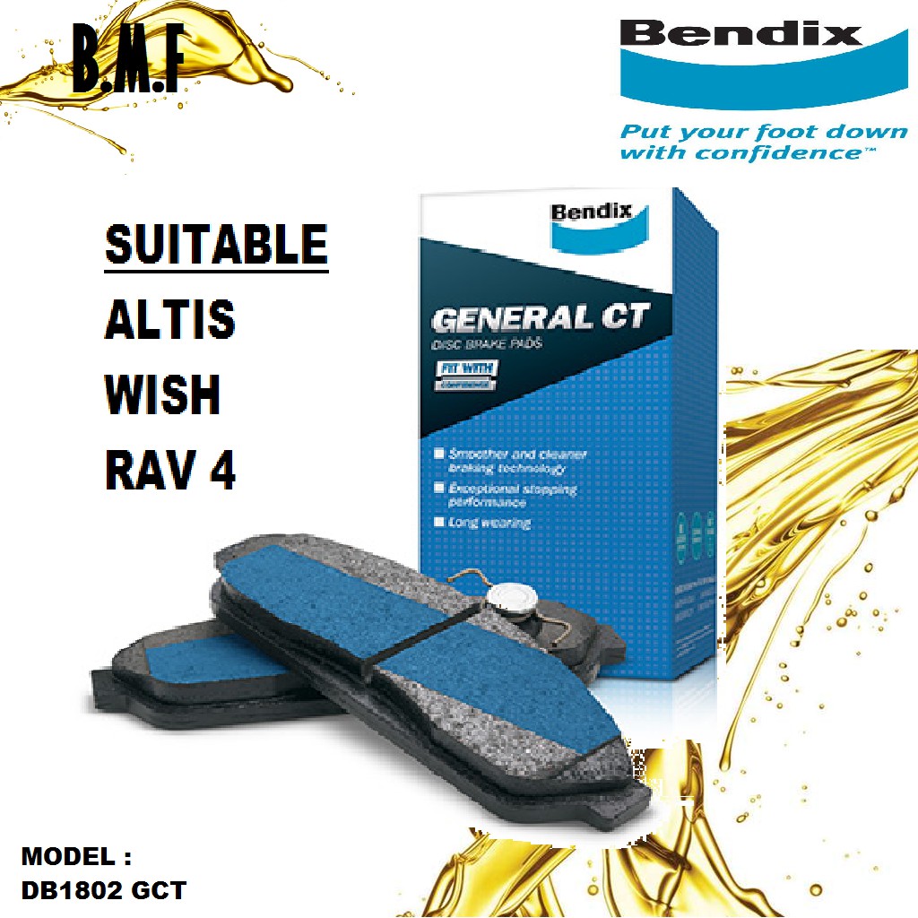 Bendix General CT Brake Pad Front DB1802 Toyota Altis ZZE ZRE Wish