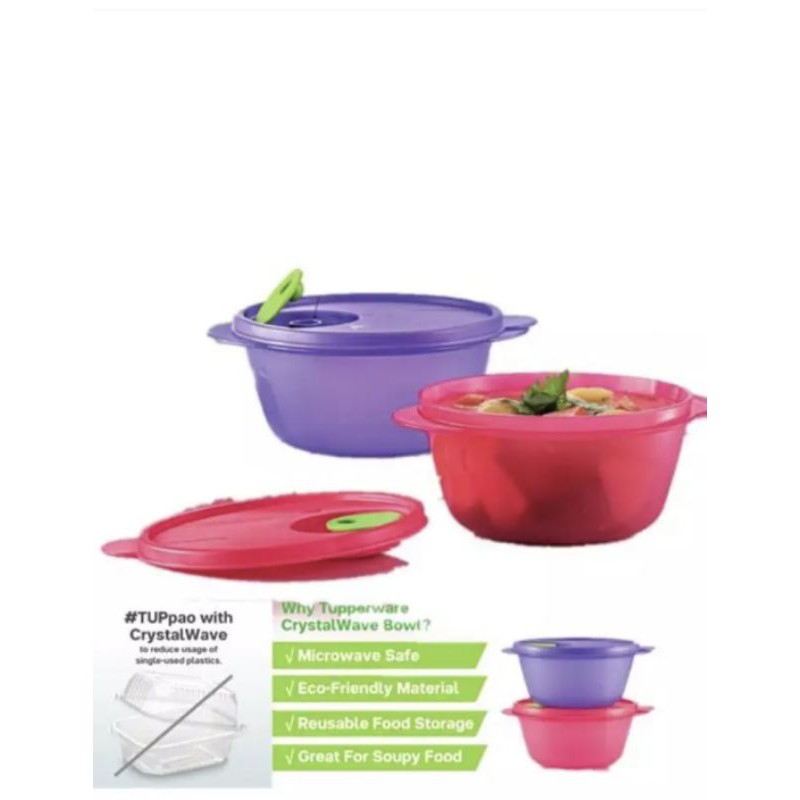 CRYSTALWARE BOWL(2) 800ml tupperware | Shopee Malaysia