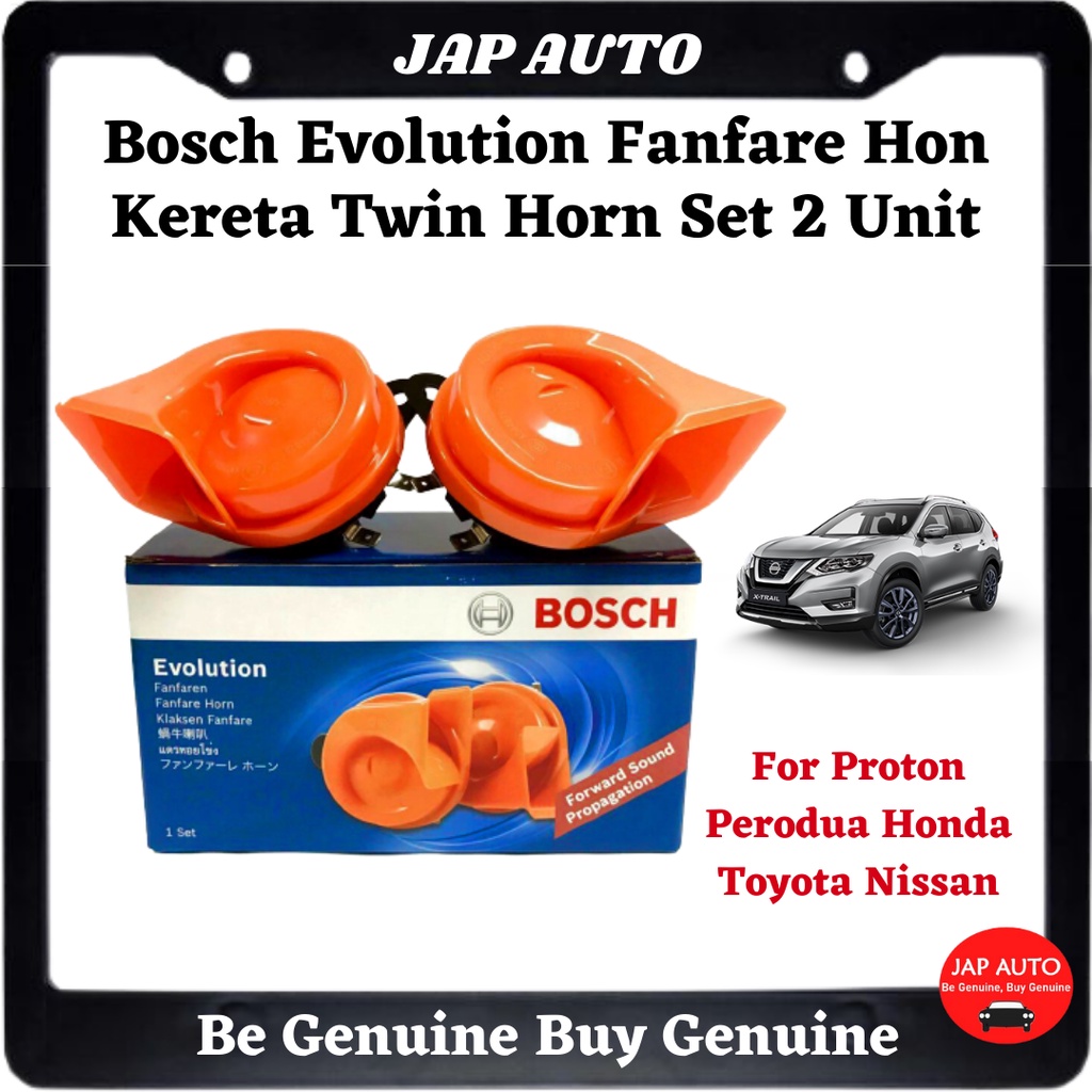 Bosch Evolution Fanfare Hon Kereta Twin Horn Set 2 Unit - Suitable For All  Cars - Proton Perodua Honda Toyota Nissan