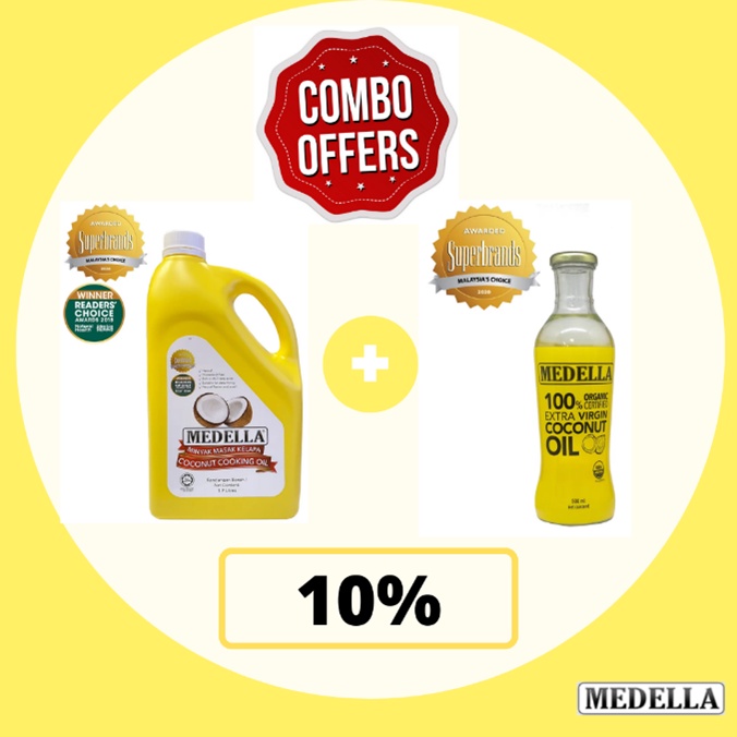 MEDELLA COCONUT COOKING OIL 1.9L & MEDELLA ORGANIC EXTRA VIRGIN COCONUT