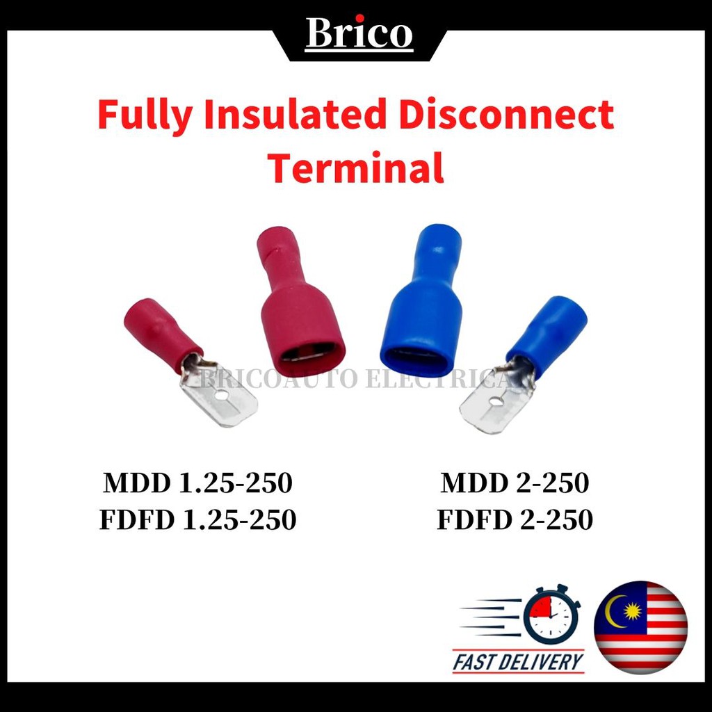 Fully Insulated Terminal Female Male Disconnects Terminal (20pcs ...