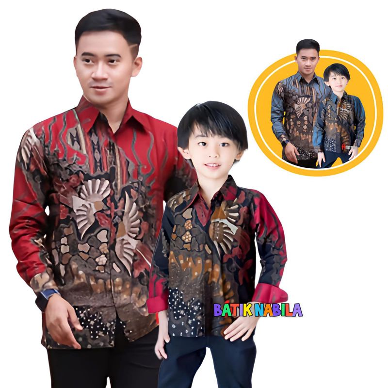 Boys Batik Shirt Long Sleeve Manuk Tarung Motif Couple Batik Father And ...