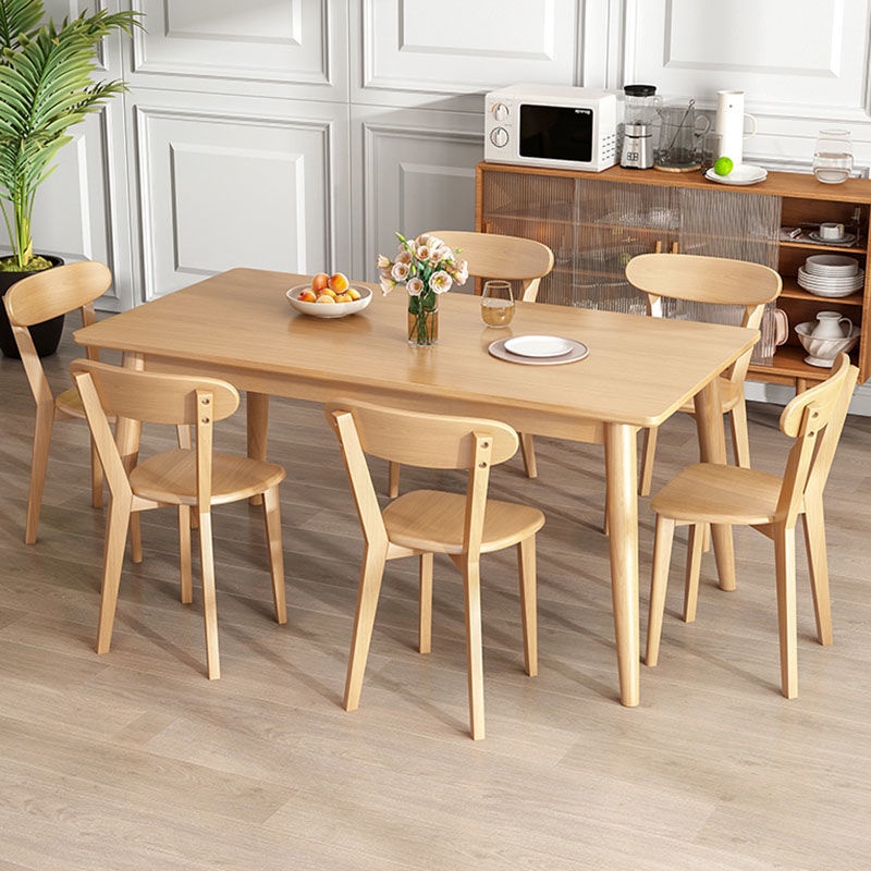 Solid Wood Dining Table Nordic Small Apartment Table Chair Combination ...