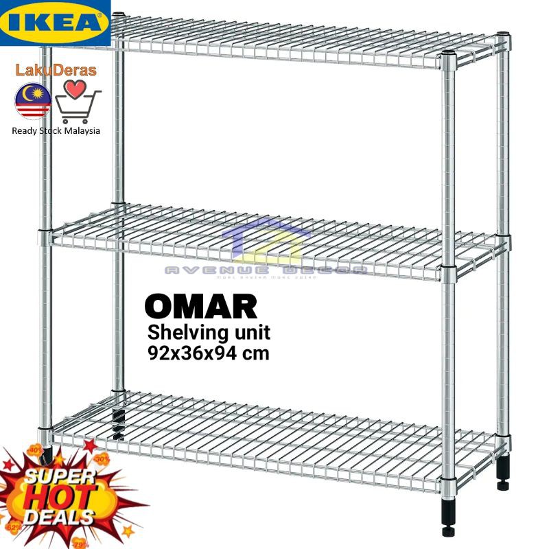💥READYSTOCK💥 IKEA OMAR SHELVING UNIT, GALVANISED 92x36x94 cm RAK ...