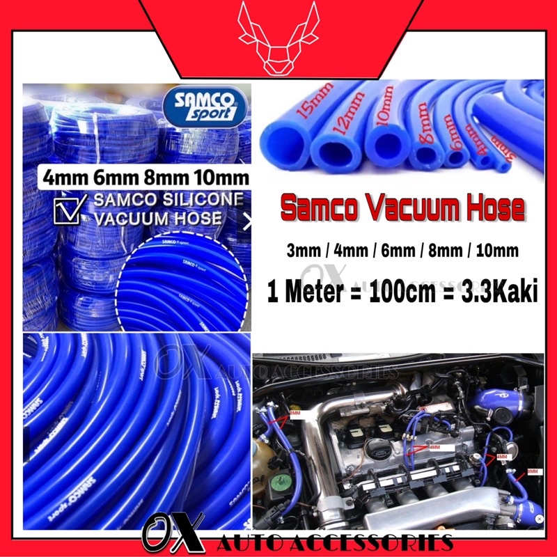Samco Silicone Vacuum Hose 3mm 4mm 6mm 8mm 10mm (1meter =100cm=3kaki
