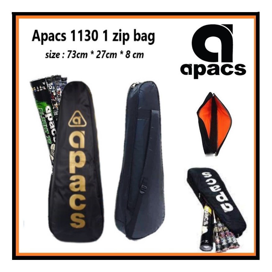 Apacs 1 Zip Racket Bag Single Backpack Strap Badminton Bag Raket Galas