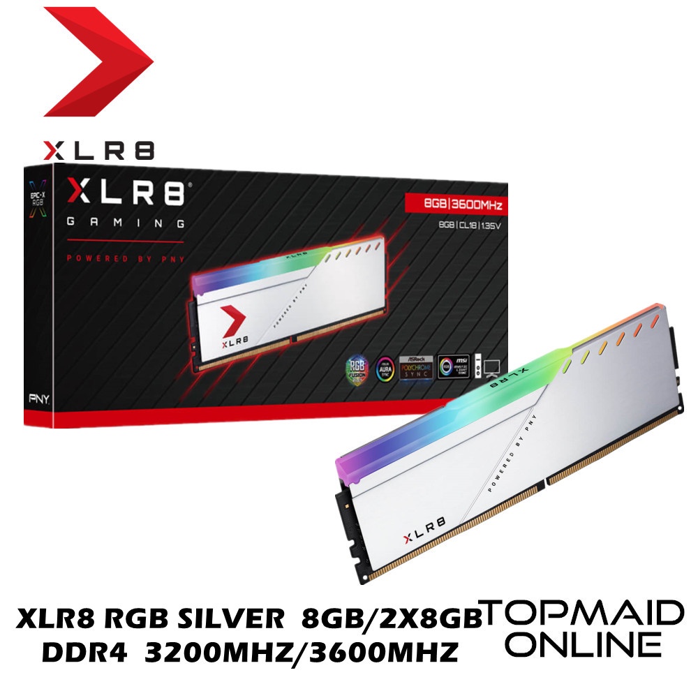 PNY XLR8 RGB SILVER 8GB / 16GB DDR4 3200MHz / 3600MHz GAMING ...