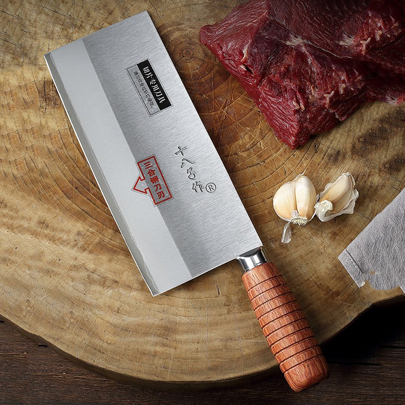 ShiBaZi Laminated (Sanmai) Professional Chinese Thin Slicing Kitchen Knife 十八子作 三合钢 桑刀 (Ready