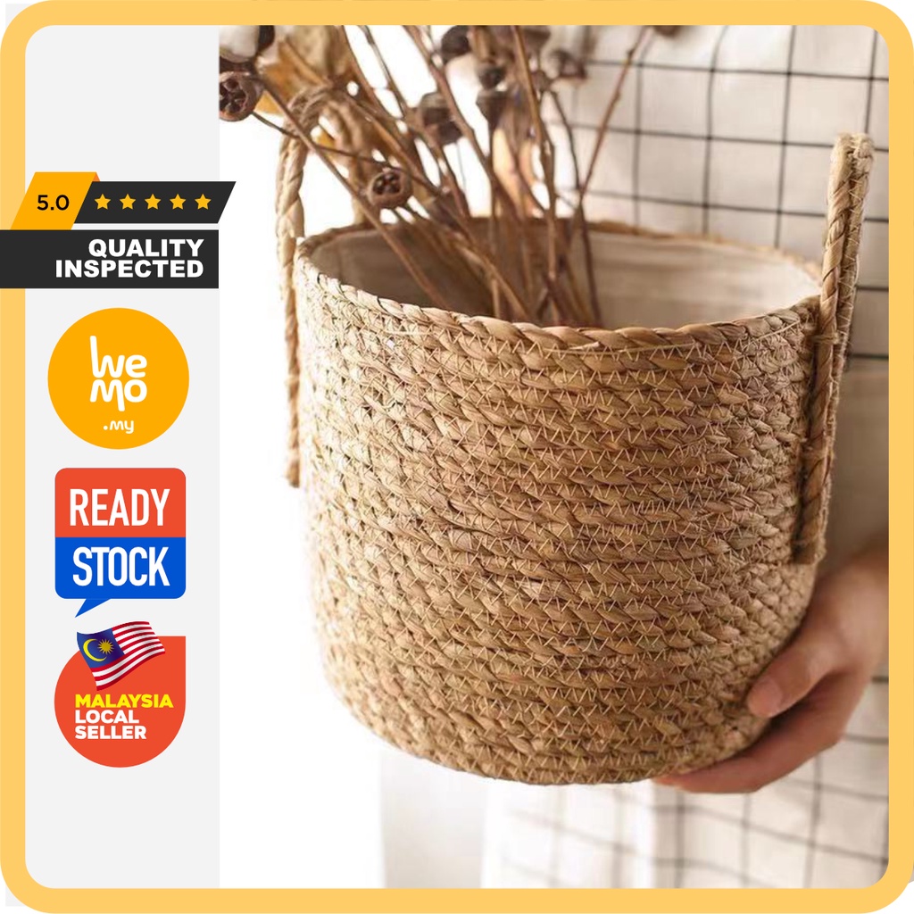 Handmade Straw Woven Basket | Plant Basket | Flower Basket | Jute ...