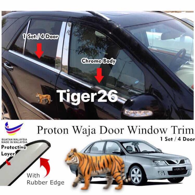 WAJA window trim chrome lining door belt moulding Shopee Malaysia