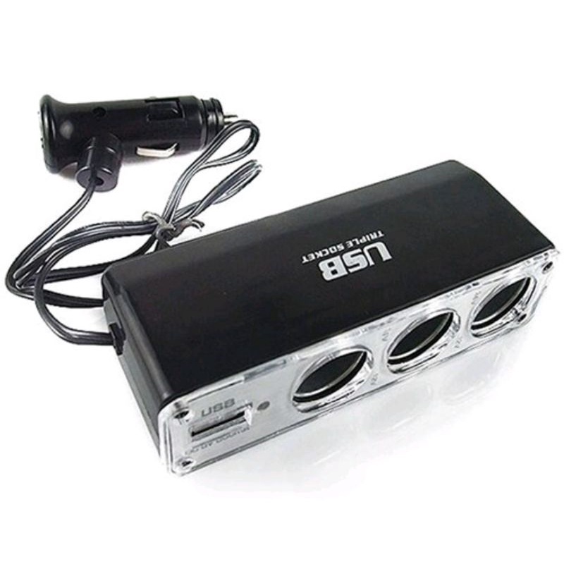 Car Power Adapter USB Charger 3-Socket Cigarette Lighter 5v 3 Port