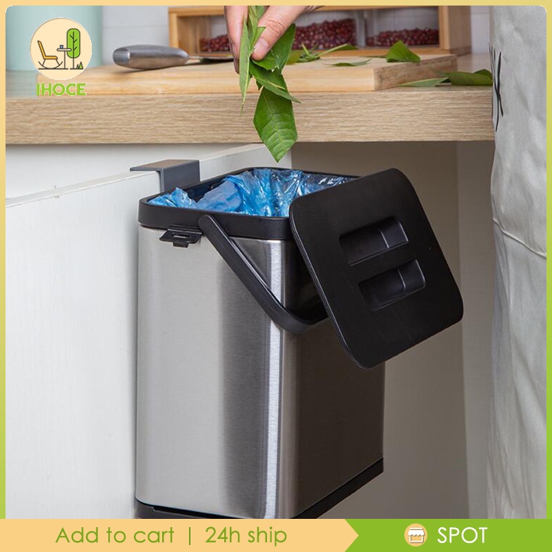 [ihoceMY] 4L Kitchen Door Hanging Trash Can with Lid Sealed under Sink ...