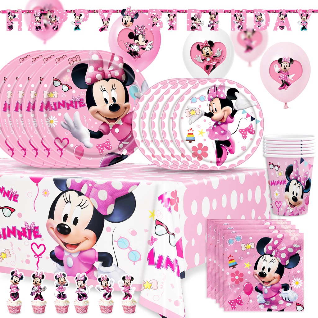 Pink Minnie Mouse Theme Birthday Party Supplies Disposable Paper Cups ...