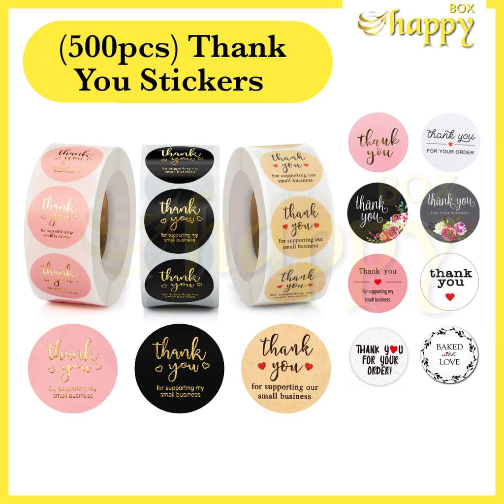 (500pcs) Thank You Sticker Label Sticker Seal Sticker Terima Kasih ...
