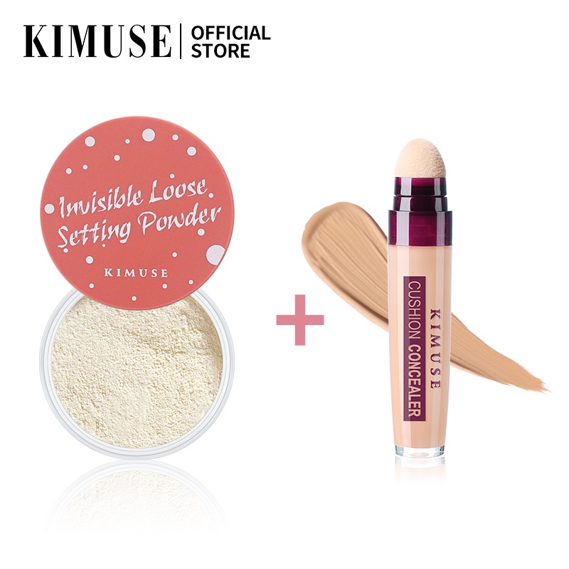 KIMUSE 2Pcs/set Face MakeUp Waterproof Oil Control Loose Powder + 4 Color Natural Coverage