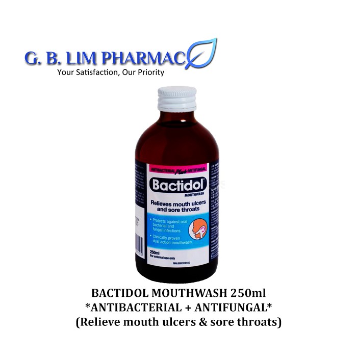 BACTIDOL MOUTHWASH 250ML ANTIBACTERIAL PLUS ANTIFUNGAL (EXP 31012025