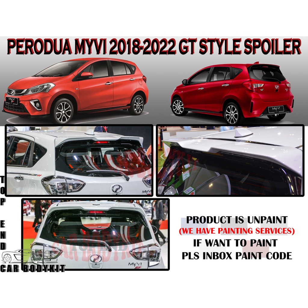 PERODUA MYVI 20182022 NEW MYVI GT STYLE REAR SPOILER (GT) ABS SPOILER