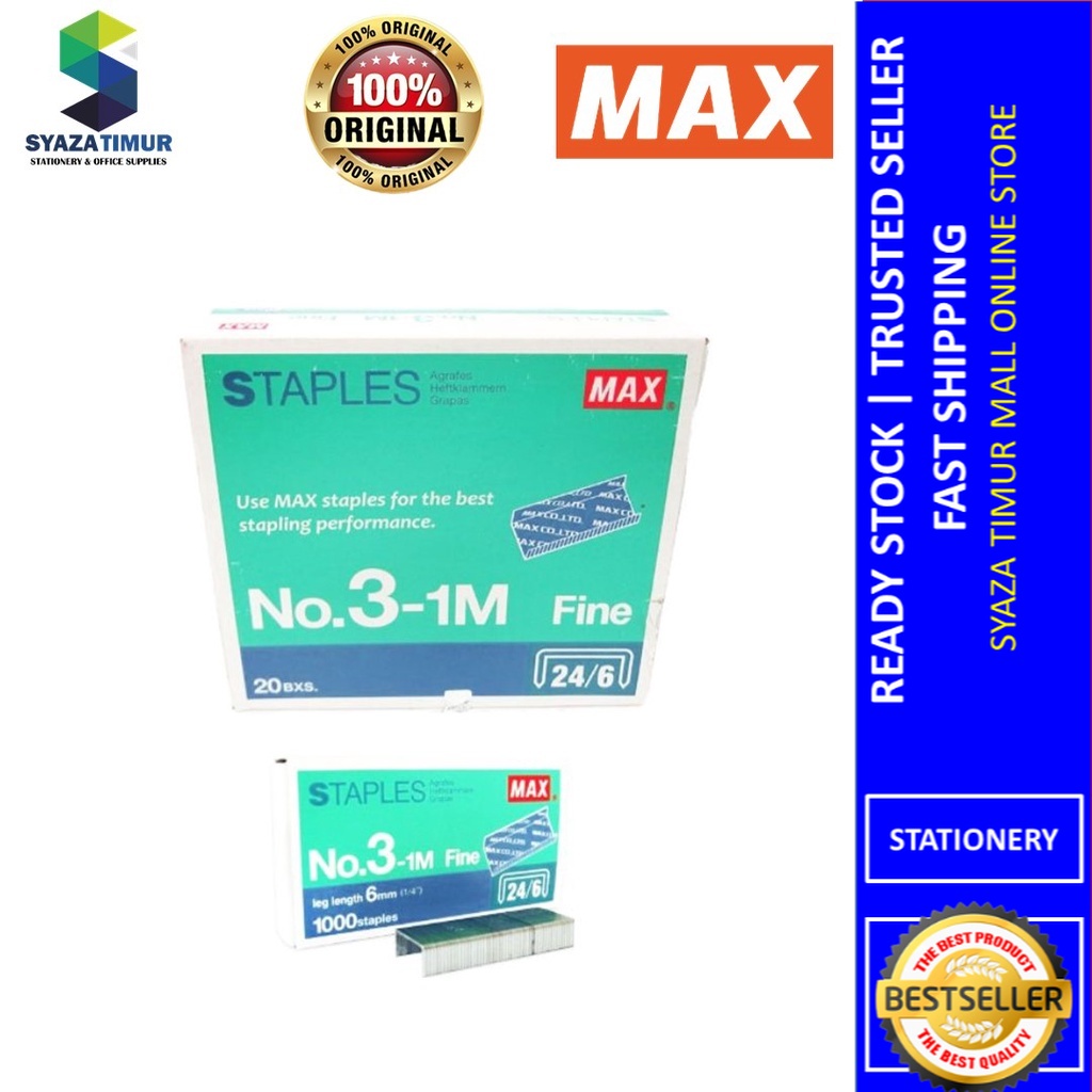 MAX Staples Pin / Bullet NO.3-1M ( Box Of 20 Small Box) | Shopee Malaysia
