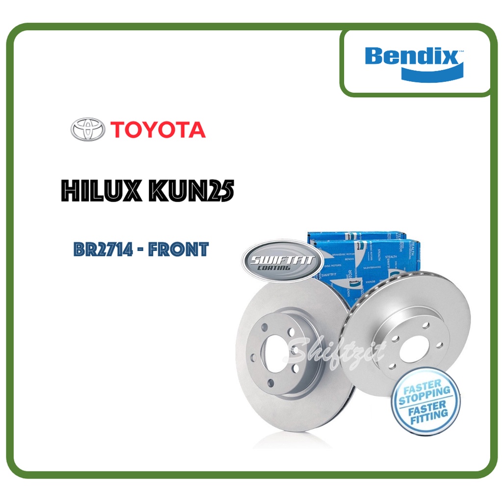 Original Bendix Swiftfit BR2714 Front Disc Rotor - Toyota Hilux KUN25 ...