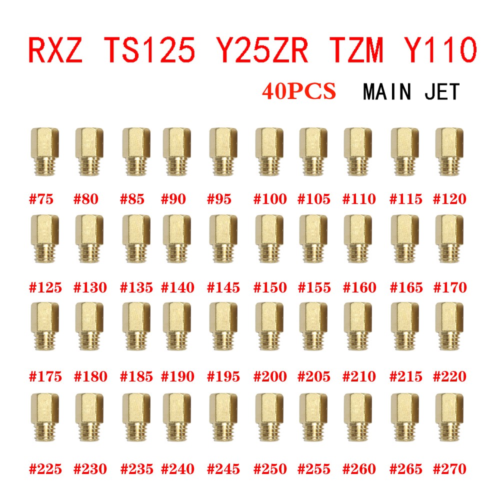 40PCS SAFETY MAIN JET FOR RXZ, Y125Z, TZM, TS125(SIZE 75-->270 ...