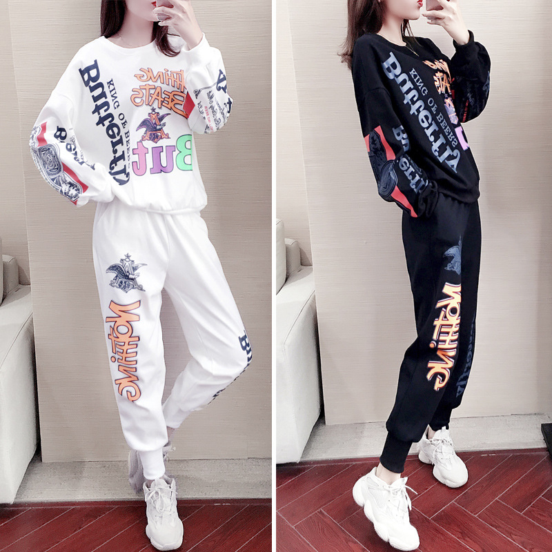 Ready Stock Korean Fashion 2 PCS Women s Set Wear Lady Tracksuit Top and Bottom Casual Set Sport Hip hop Suit