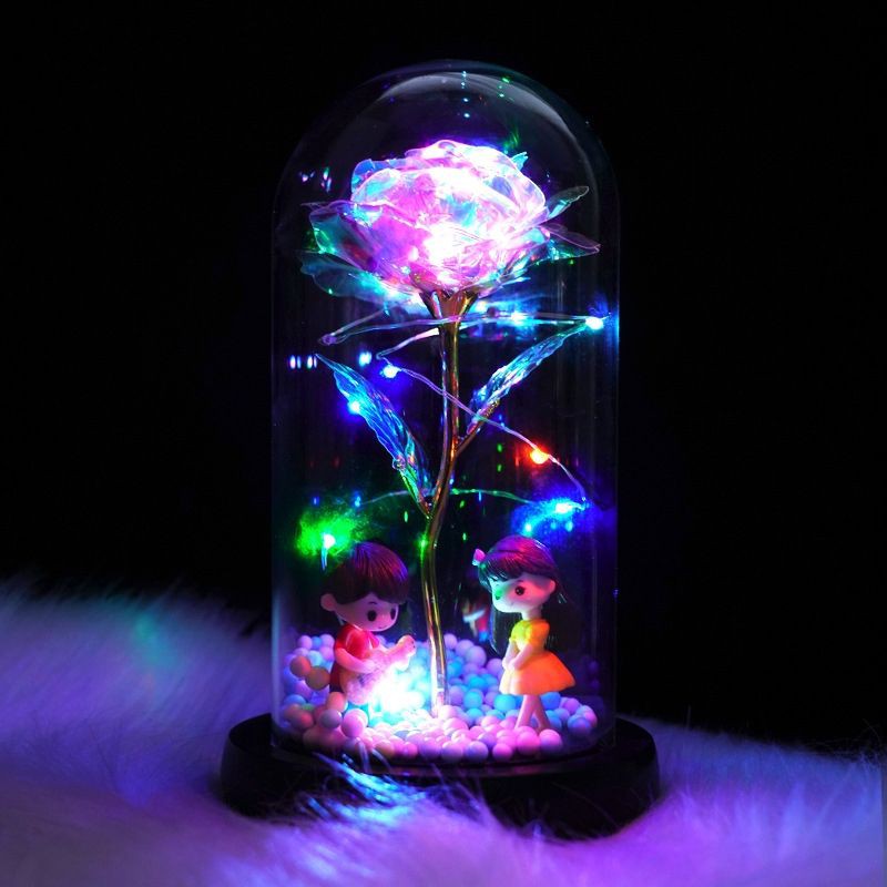 LED ROSE FLOWER GLASS COVER 24K GOLD FOIL ROSE GALAXY ROSE LED LIGHT ...