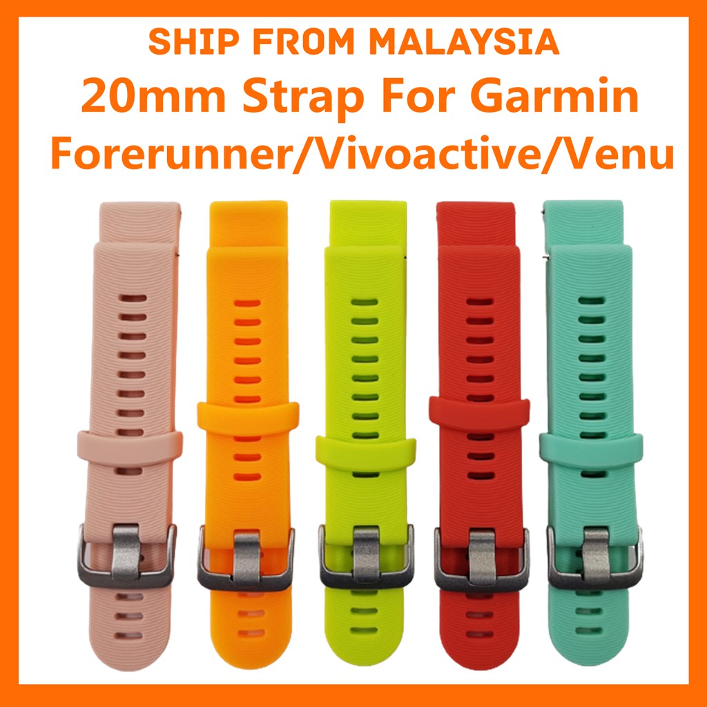 AiMok Cinturino Sportivo 20mm In Silicone - Compatibile Con Garmin Vivoactive, Forerunner, Venu E Amazfit - Morbido, Traspirante, Regolabile (5,5-8,7 Pollici)
