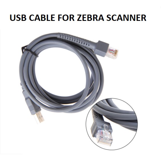 USB Cable 7 FT for Zebra Barcode Scanner LS1203 LS2208 DS2208 Shopee