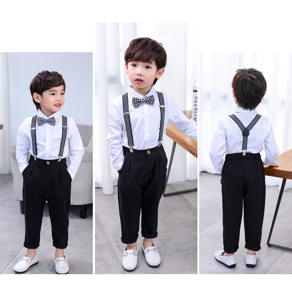 2 11 Years Toddler Kids Boys Dress Shirt with Bowtie Suspender Pants Wedding Birthday Gentleman Clothes Set Shopee Malaysia