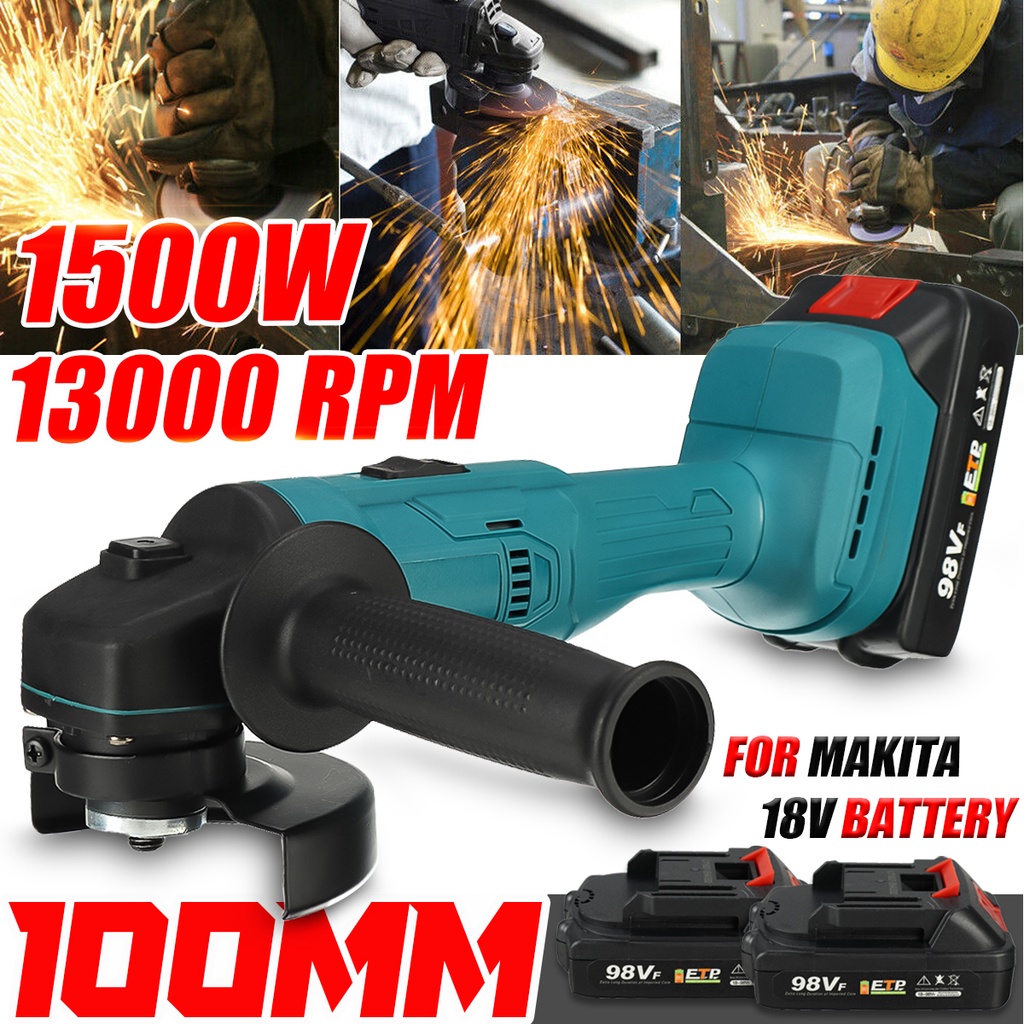 1500W 18V Electric Cordless Angle Grinder 100mm With 16000 mAh/32000 ...