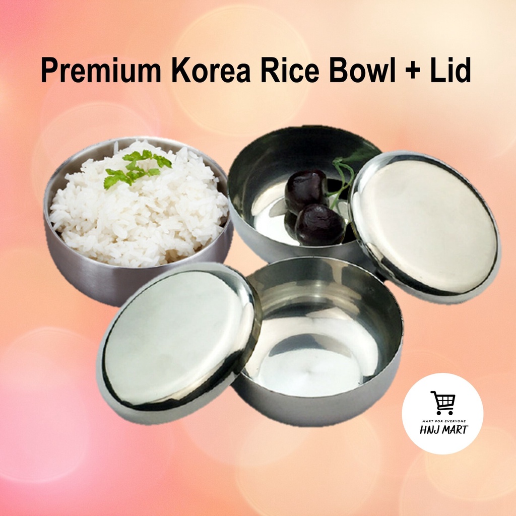Premium Korea Rice Bowl with Lid / Stainless Steel Korean Rice Bowl