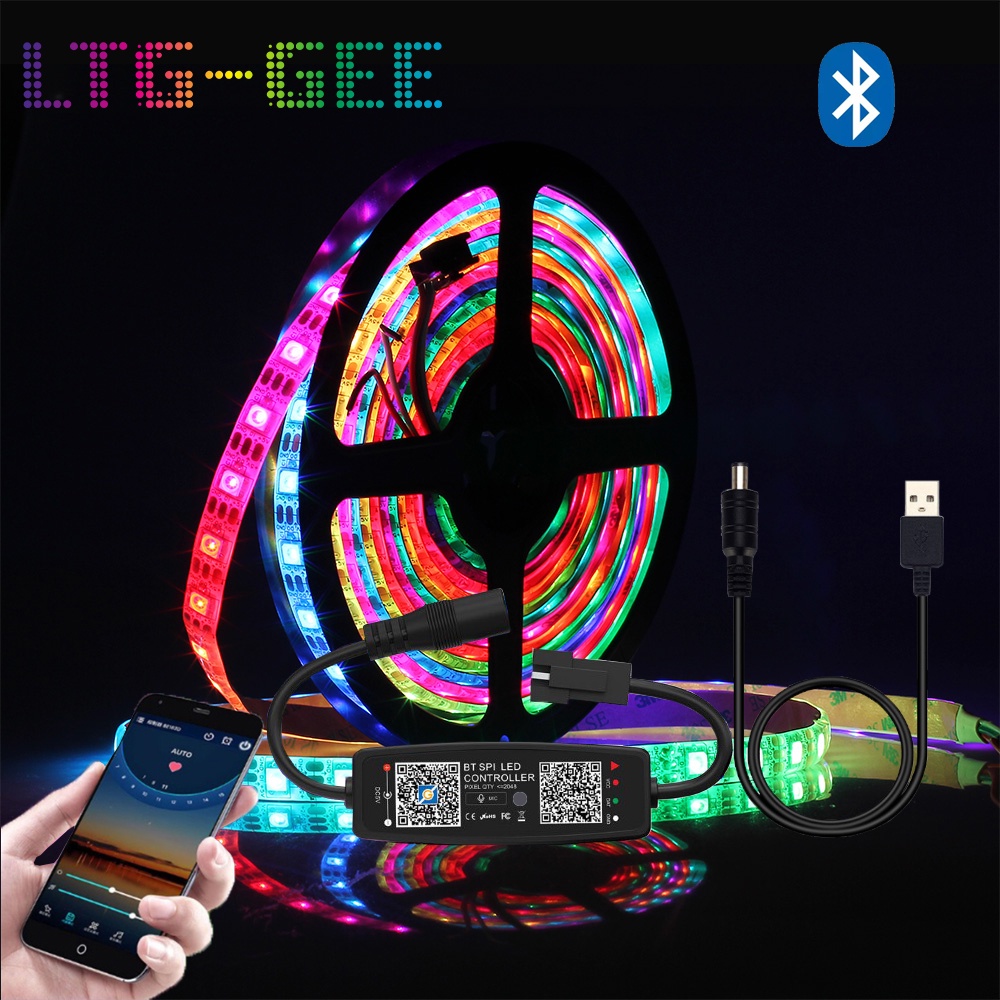 USB LED Strip Light Bluetooth controller Dream color 5V WS2812B LED ...