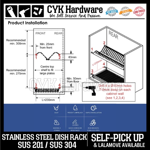 STAINLESS STEEL SUS201 SUS304 2 Tier 600mm 700mm 800mm 900mm 1000MM KITCHEN CABINET DISH RACK Shopee Malaysia