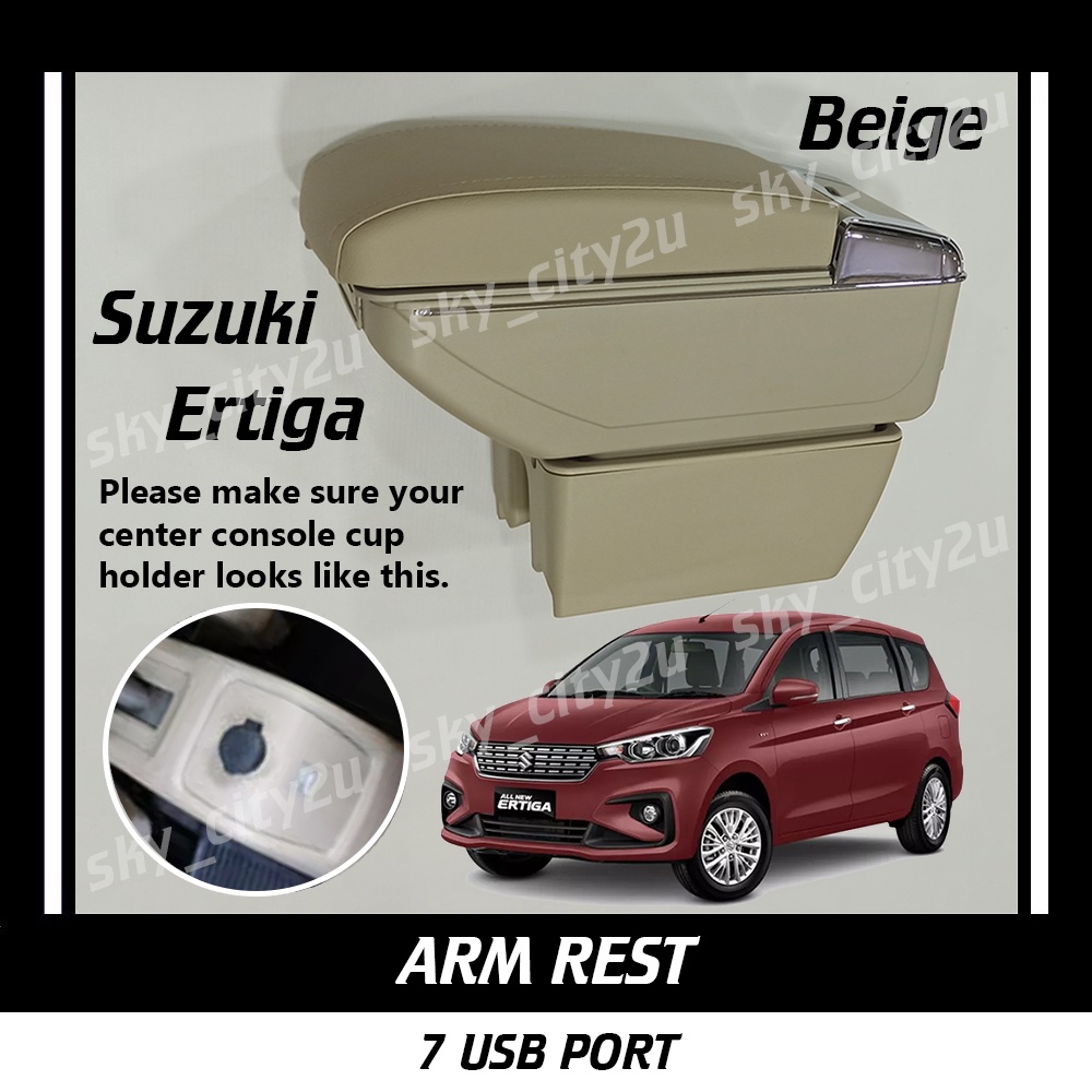 Suzuki Ertiga 2018 2019 2020 2021 Arm Rest 7 USB Port Slidable Beige