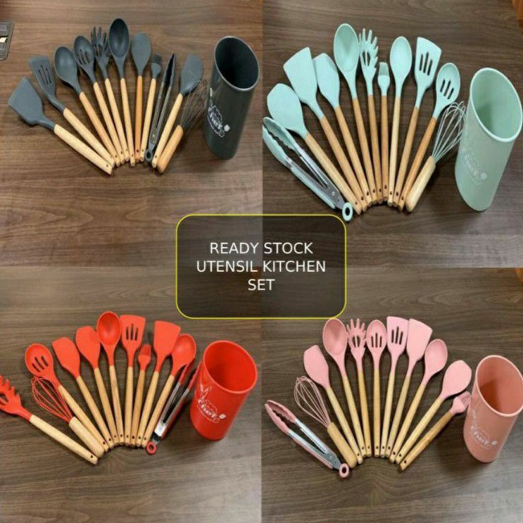 Original Senduk Silikon Viral Silicon Kitchen Utensil Set 12 Pcs ...