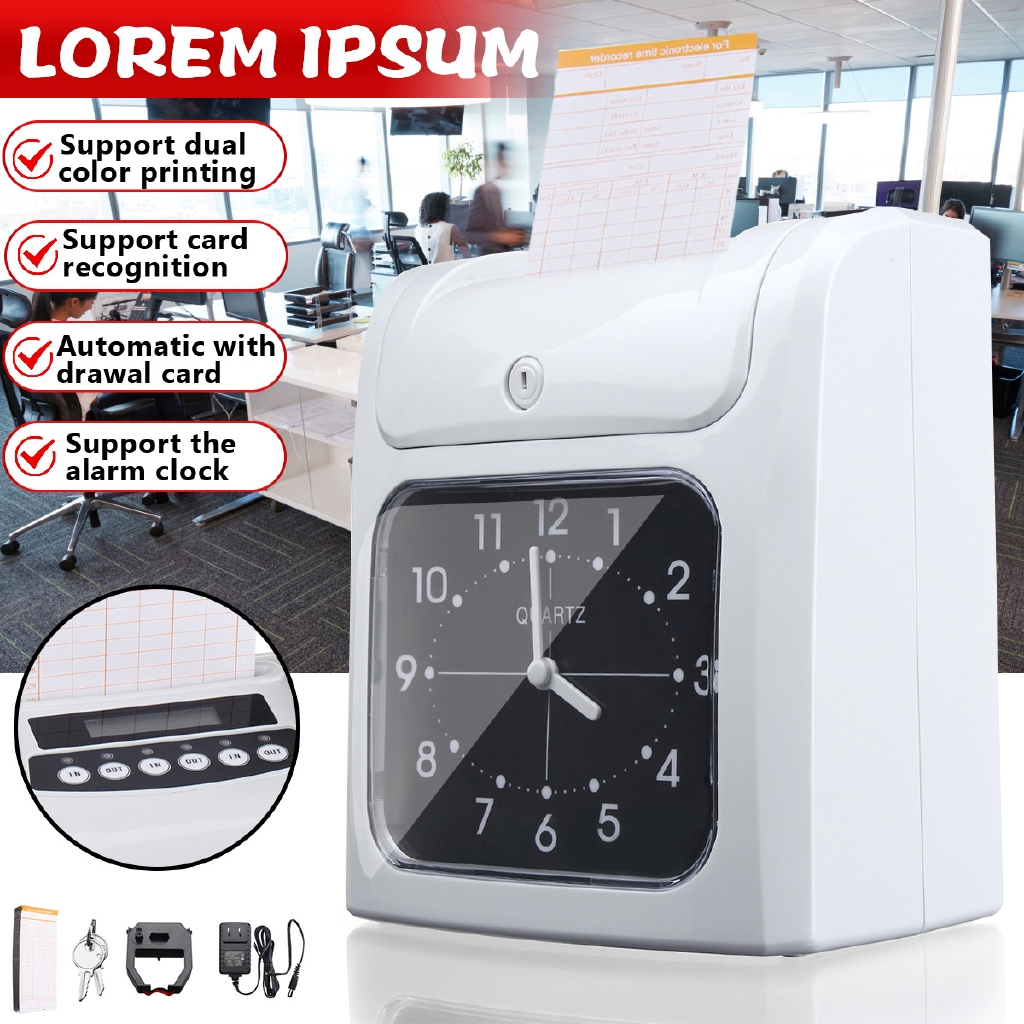 Time Attendance System Clock Recorder Dual color Printing Electronic