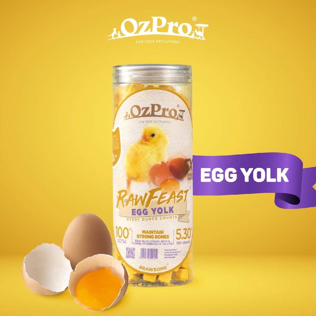 OzPro RawFeast Freeze Dried Raw Meat Premium Cat/Kitten Treats Egg