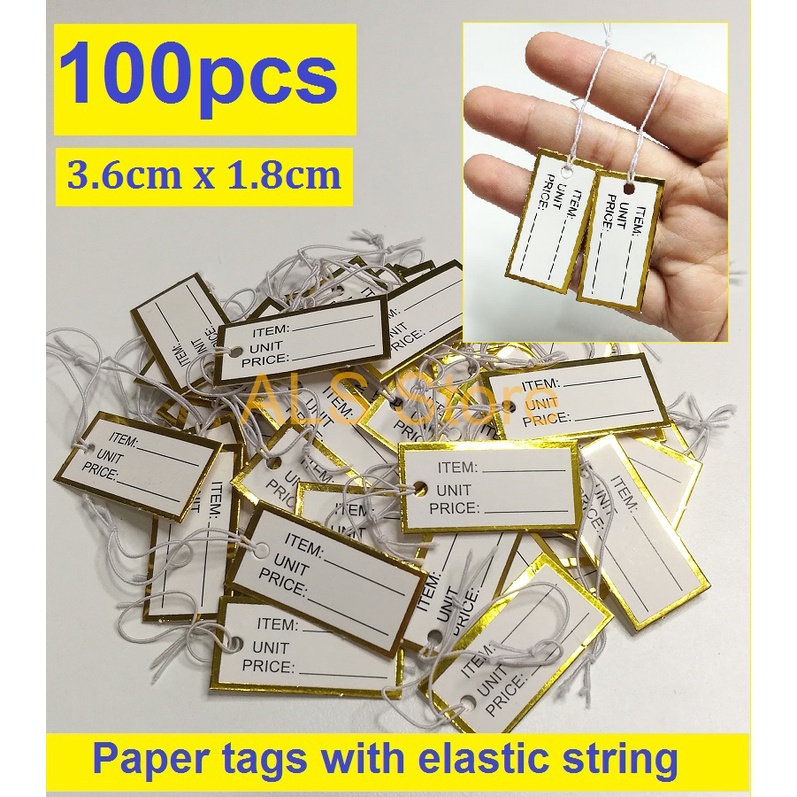 100Pcs White Paper Jewelry Clothes Label Price Tags with Elastic String ...