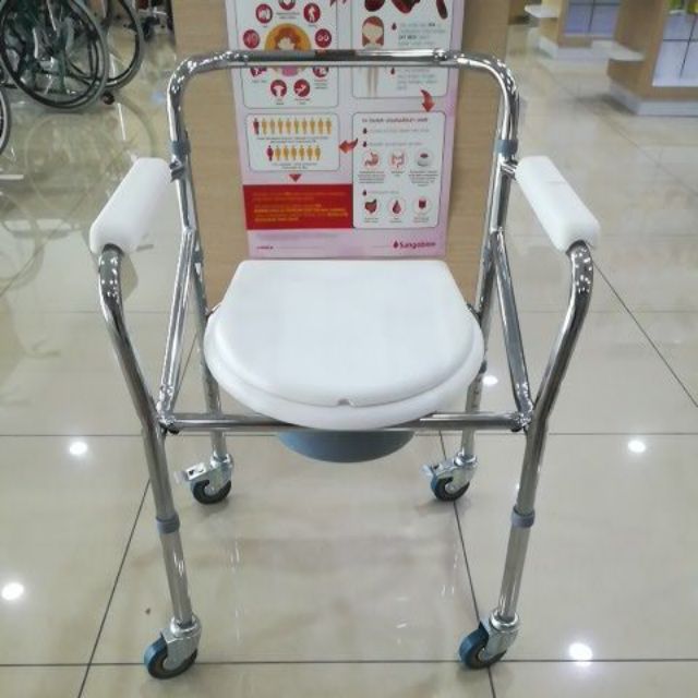Commode Chair (foldable) With Wheel and bucket | Shopee Malaysia