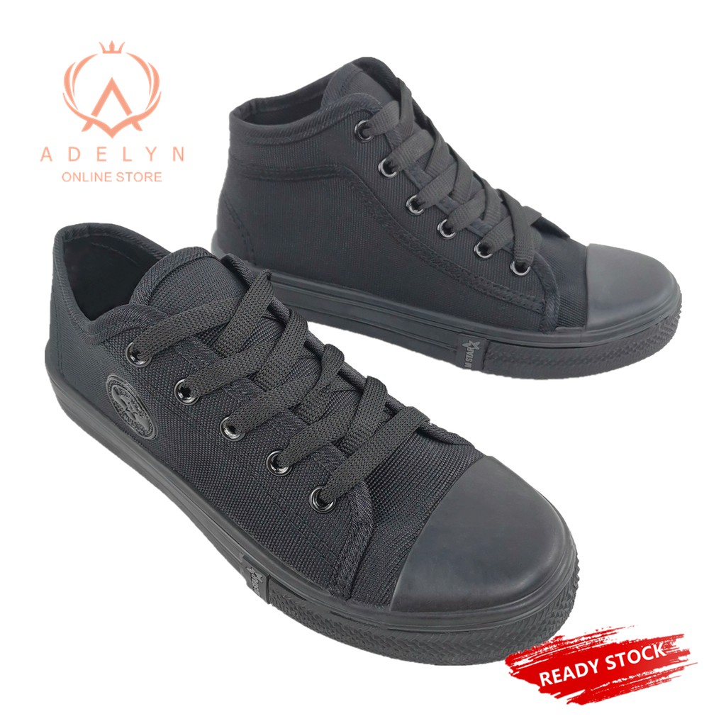 Men Lady School Shoes AD1 Black Working Canvas Low High Cut Kasut Hitam Sekolah Perempuan Lelaki Shopee Malaysia