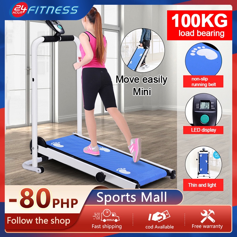 Multifunctional foldable mechanical treadmill No power Electronic meter display Special